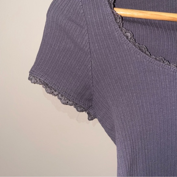 Garage | M | Purple Lace T-Shirt Womens Crop Top - Picture 6 of 8